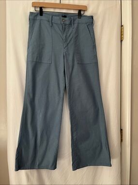Women’s JCrew Camp Pocket wide leg utility cotton pant in dusty blue